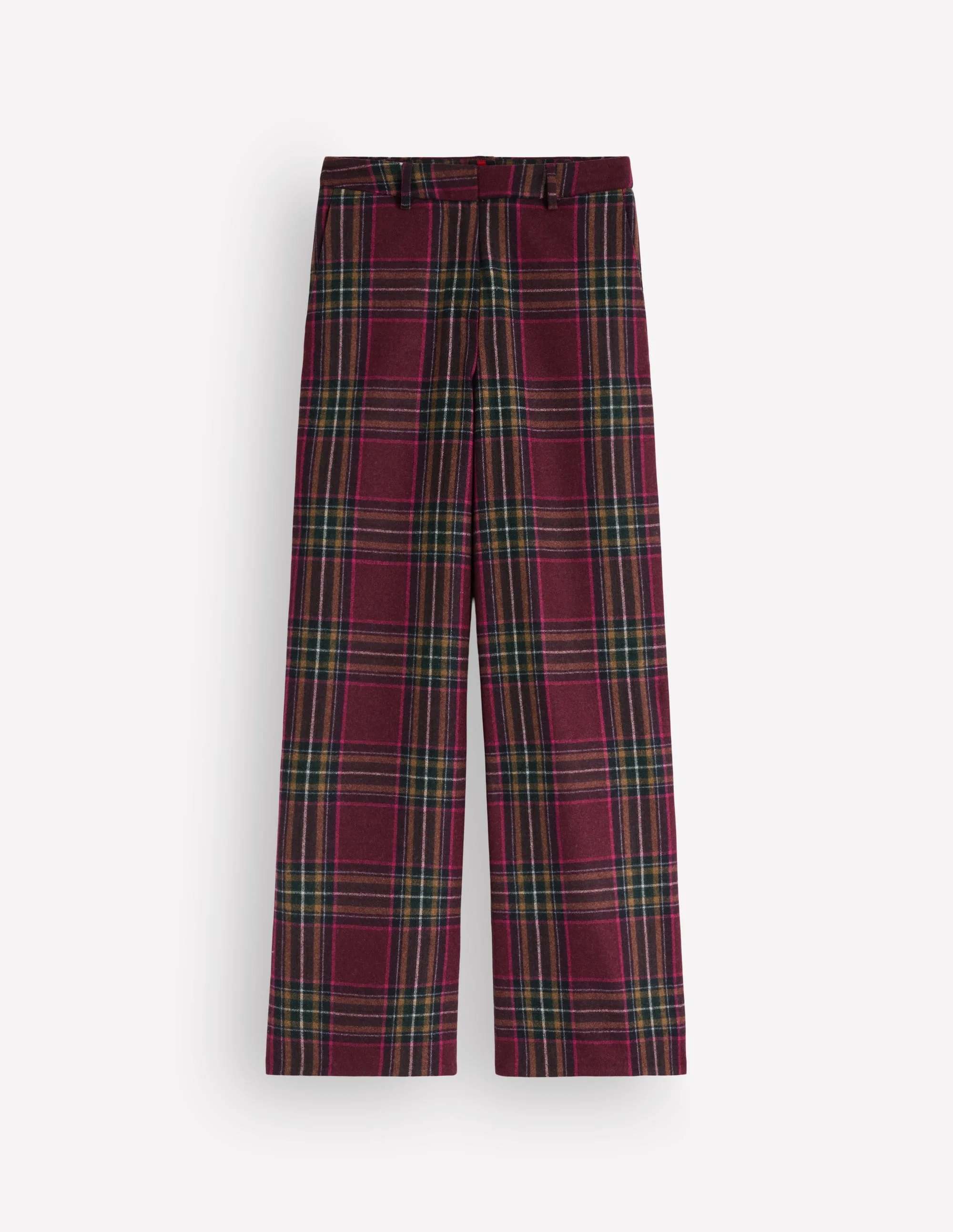 Belgravia Wool Blend Pants-Maroon And Olive Check - 1