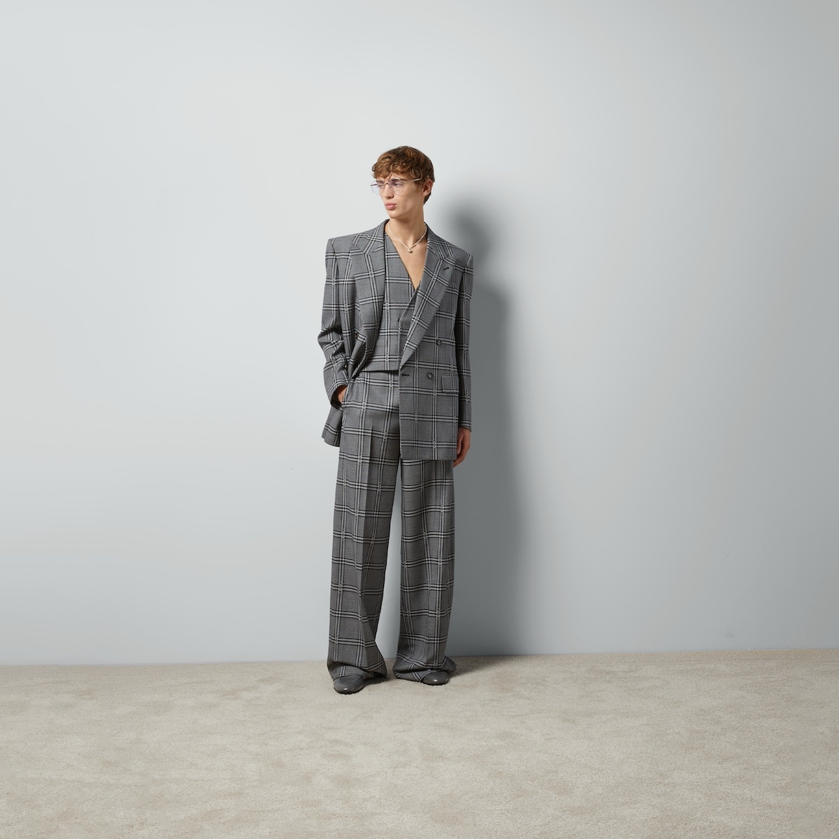 Horsebit check wool jacket - 2