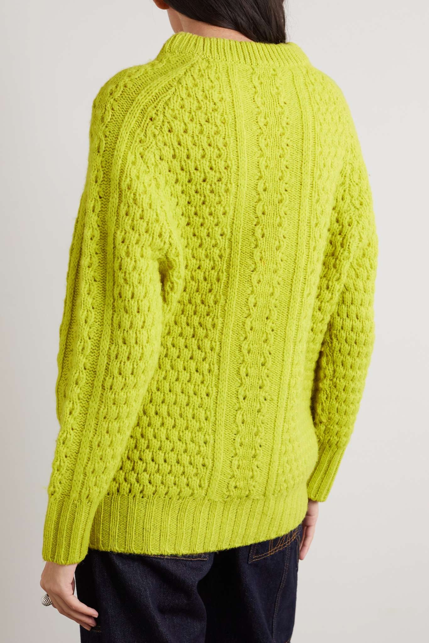 Appliquéd cable-knit merino wool sweater - 4