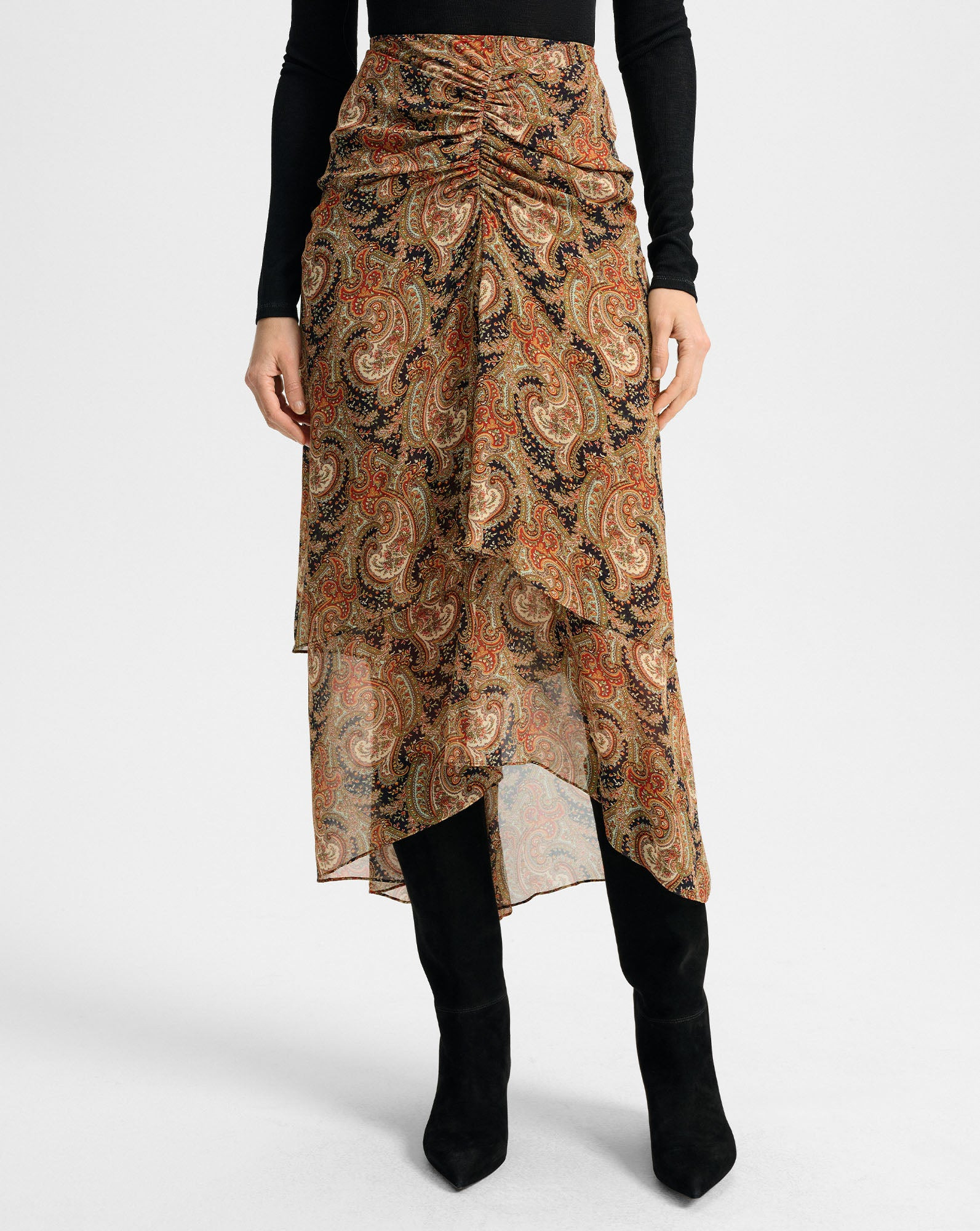 SIRA SILK MIDI SKIRT - 4
