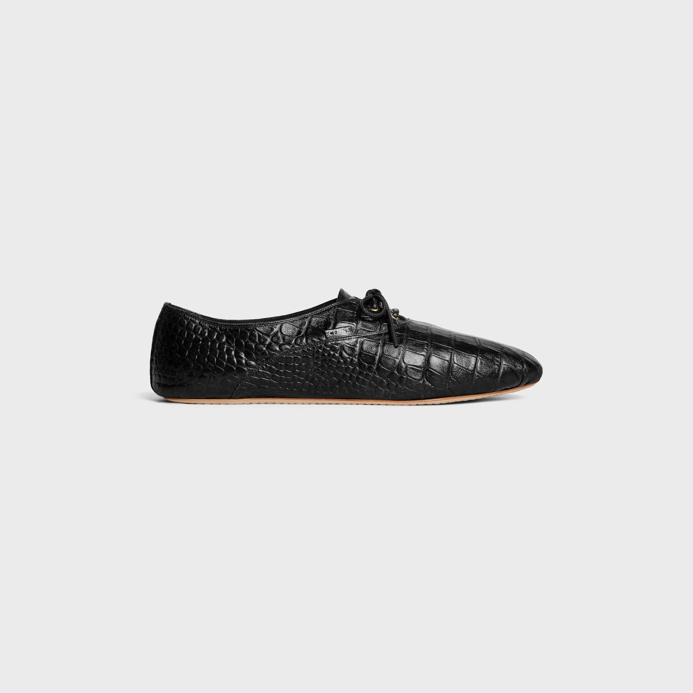 BALLET LACE-UP SHOE IN CROCODILE STAMPED LAMBSKIN - 1