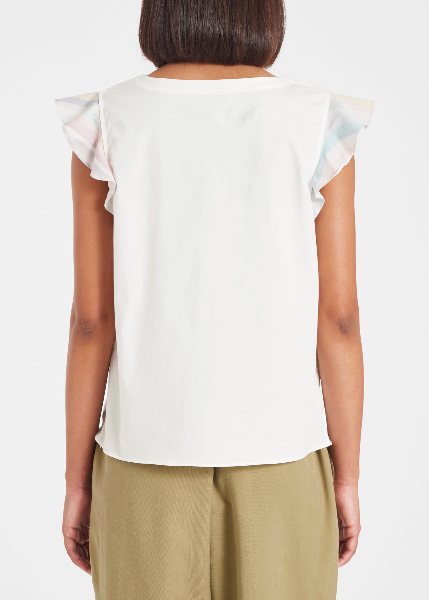 White Cotton 'Swirl' Sleeve Top - 4