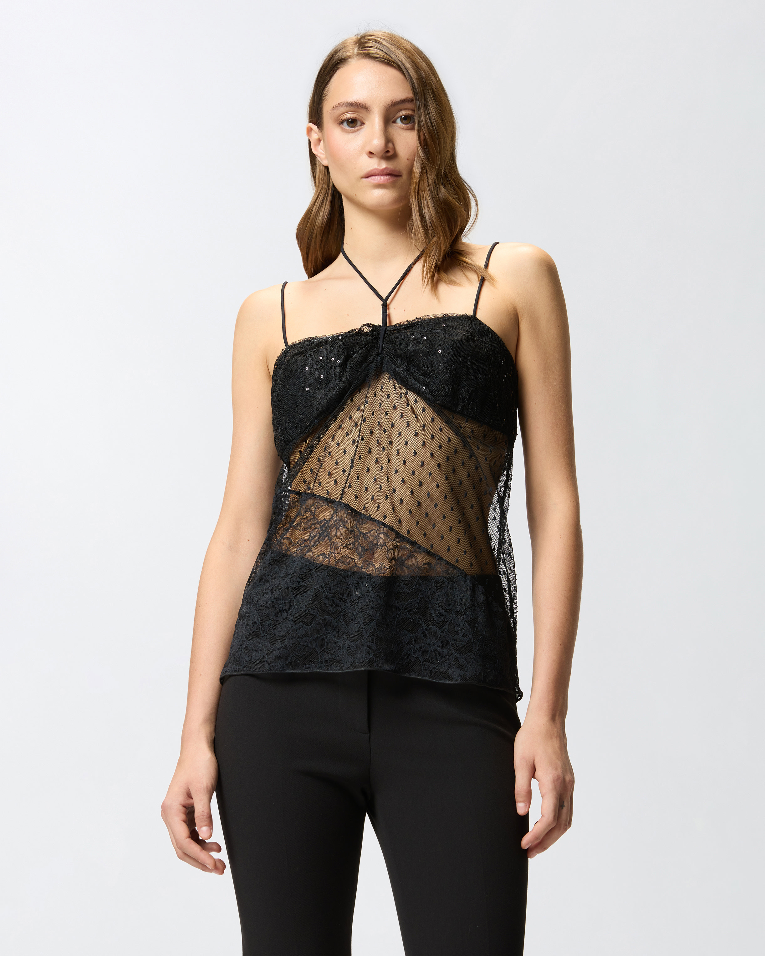 PATCHWORK-EFFECT LACE TOP - 2