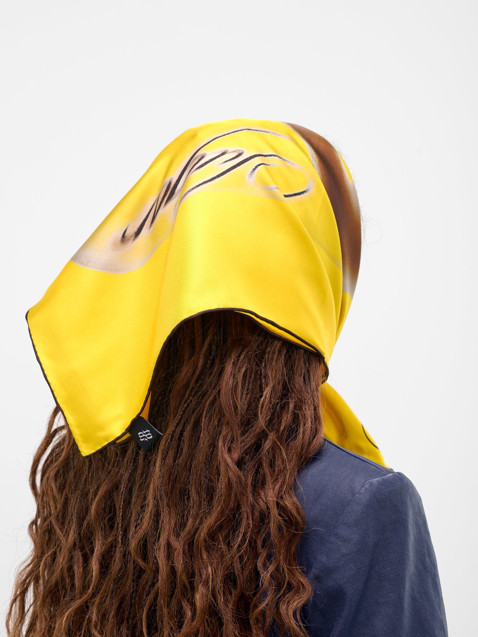 Yellow Logo Print Silk Scarf - 3