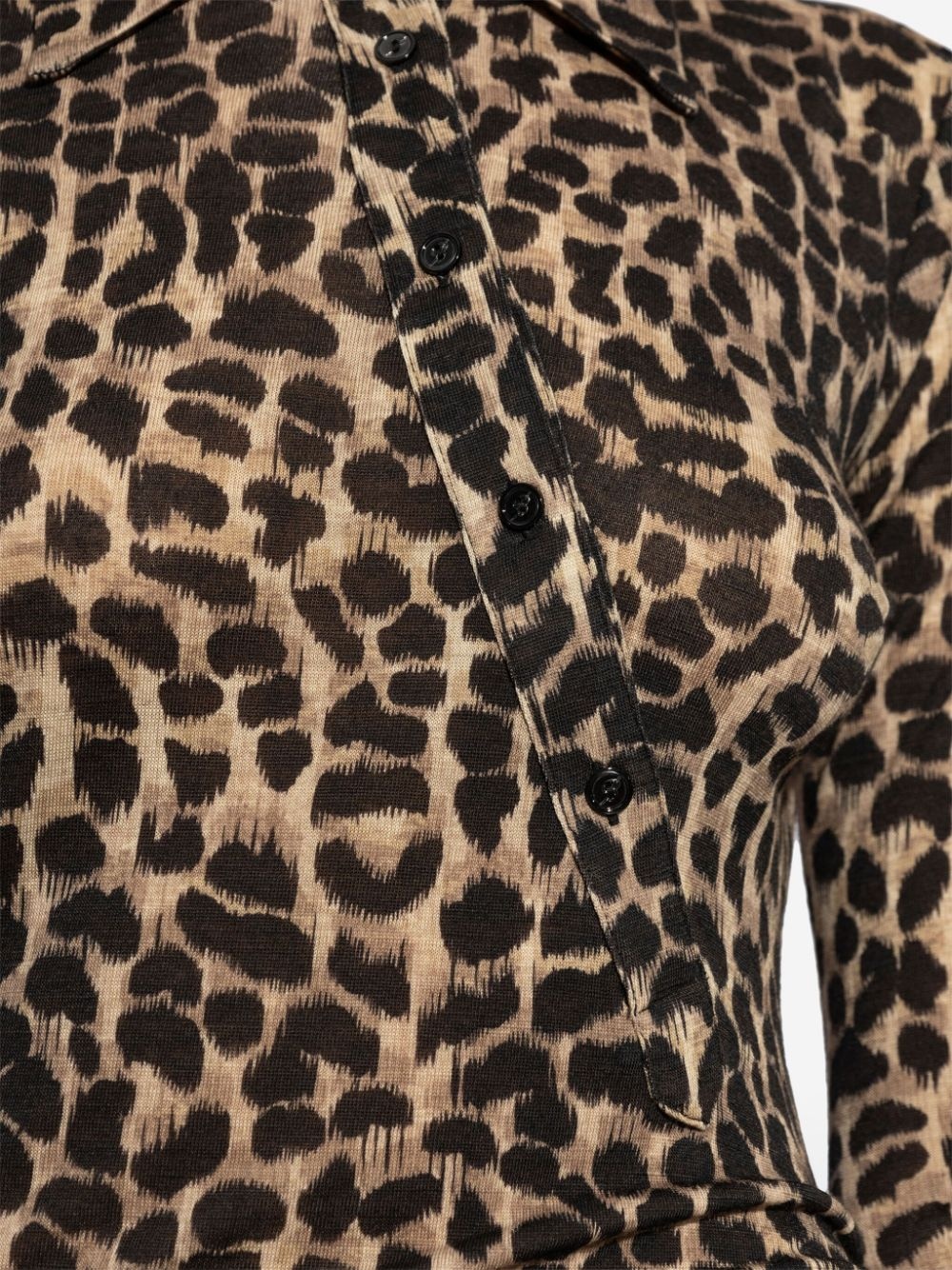 leopard-print wool dress - 5