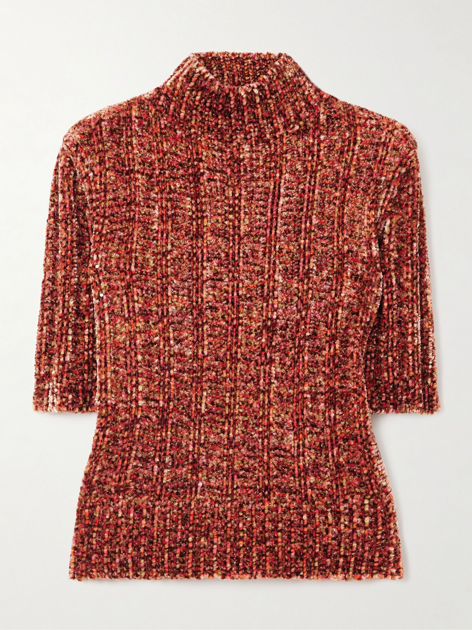 Ribbed-knit chenille sweater Orange - 1