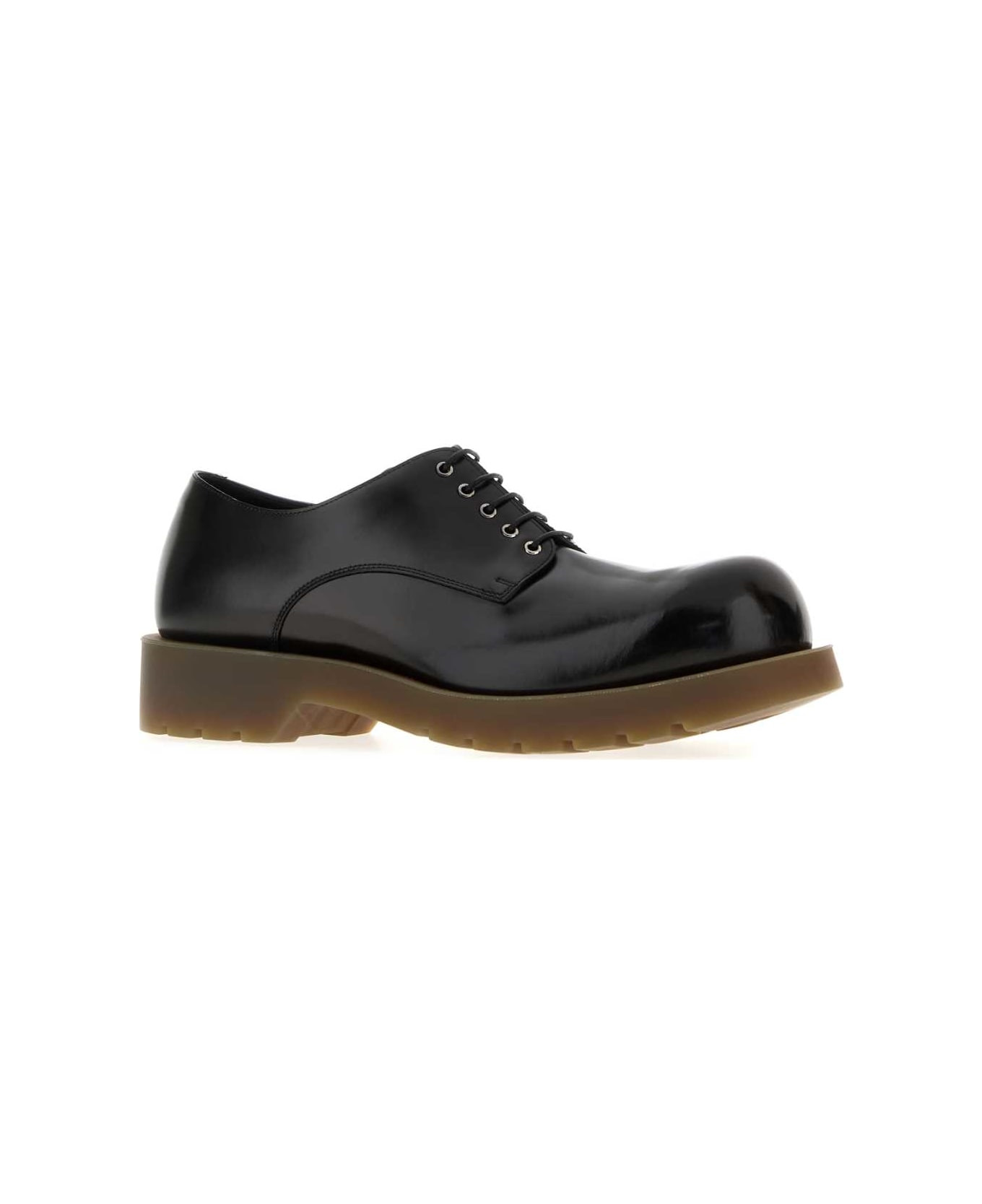 Black Leather Lace-up Shoes - 2