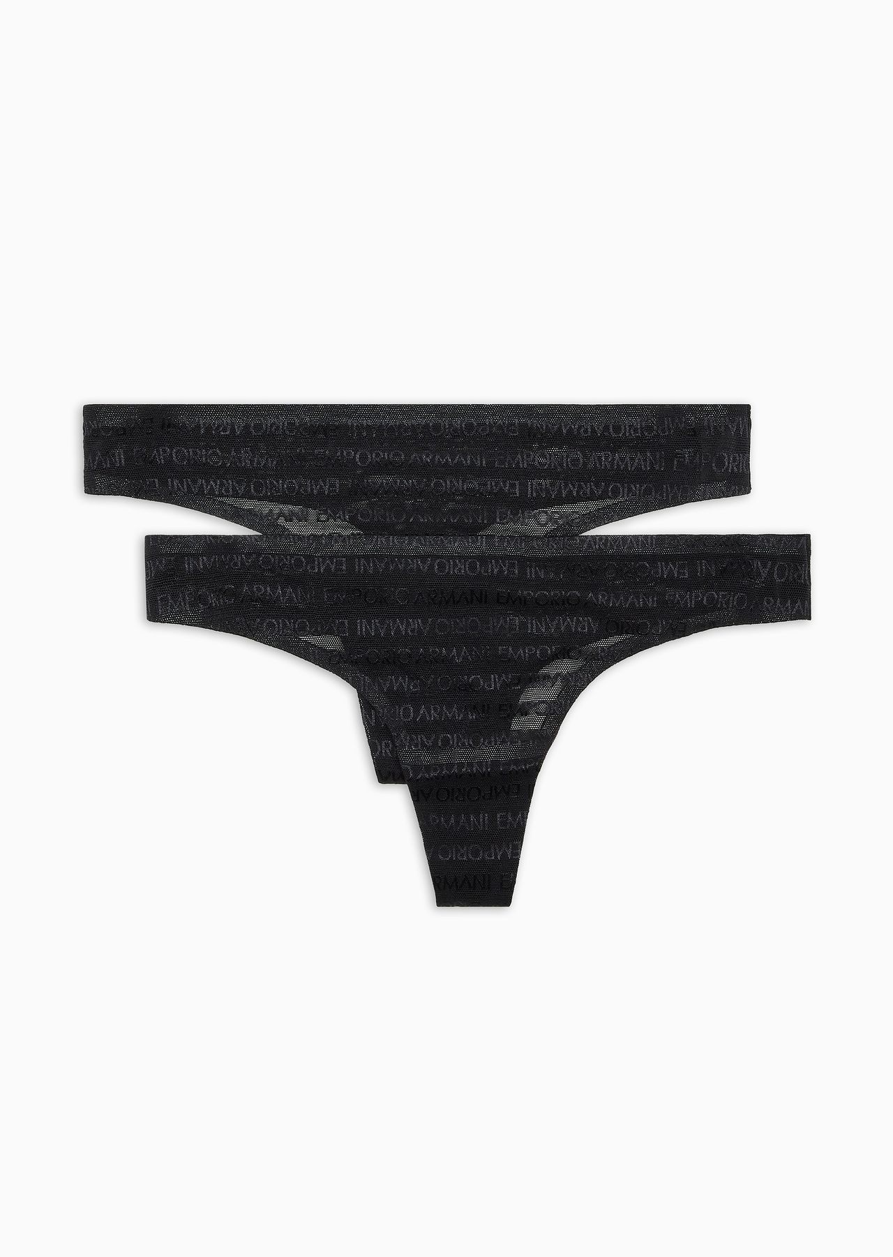 Two-pack of ASV recycled bonded mesh thongs with all-over logo lettering - 1