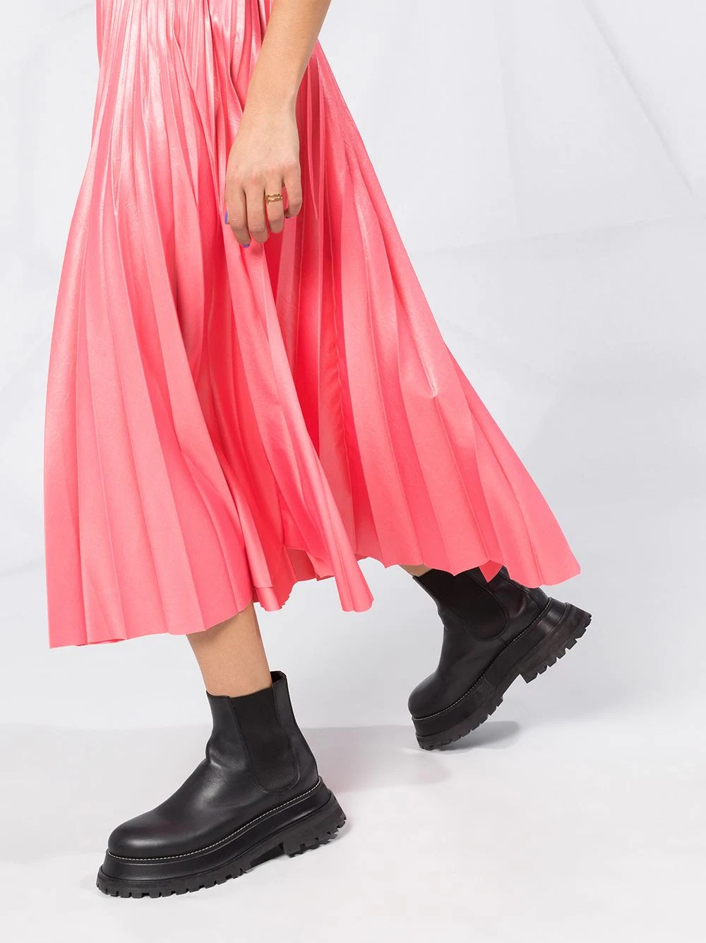 logo waistband pleated skirt - 3