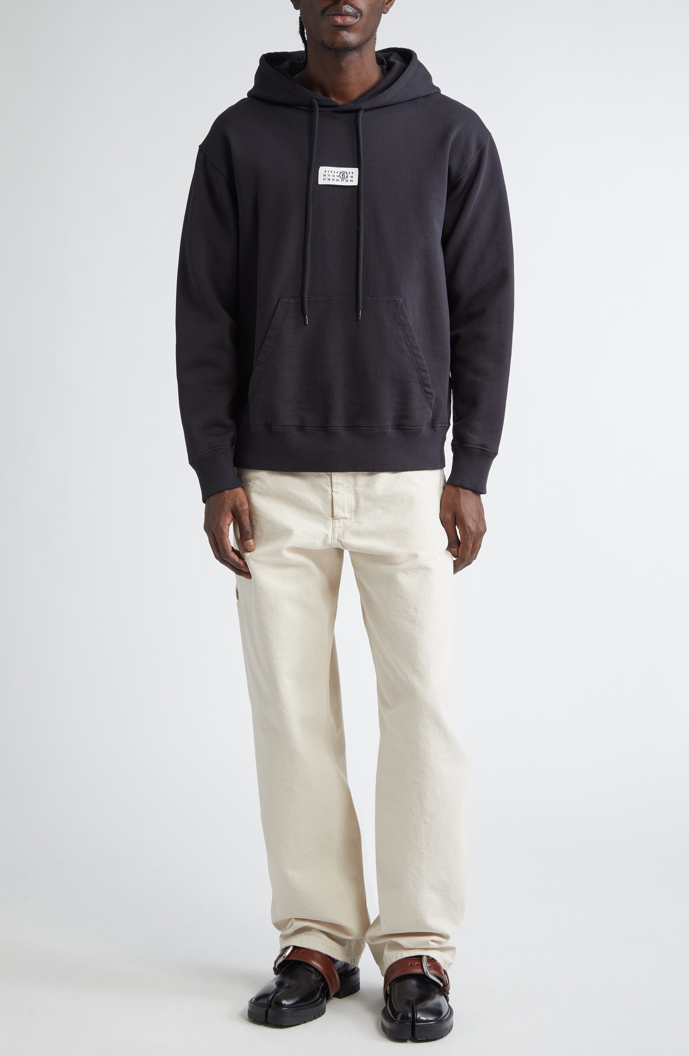 MM6 Maison Margiela Numeric Logo Patch Hoodie in Washed Black at Nordstrom - 7