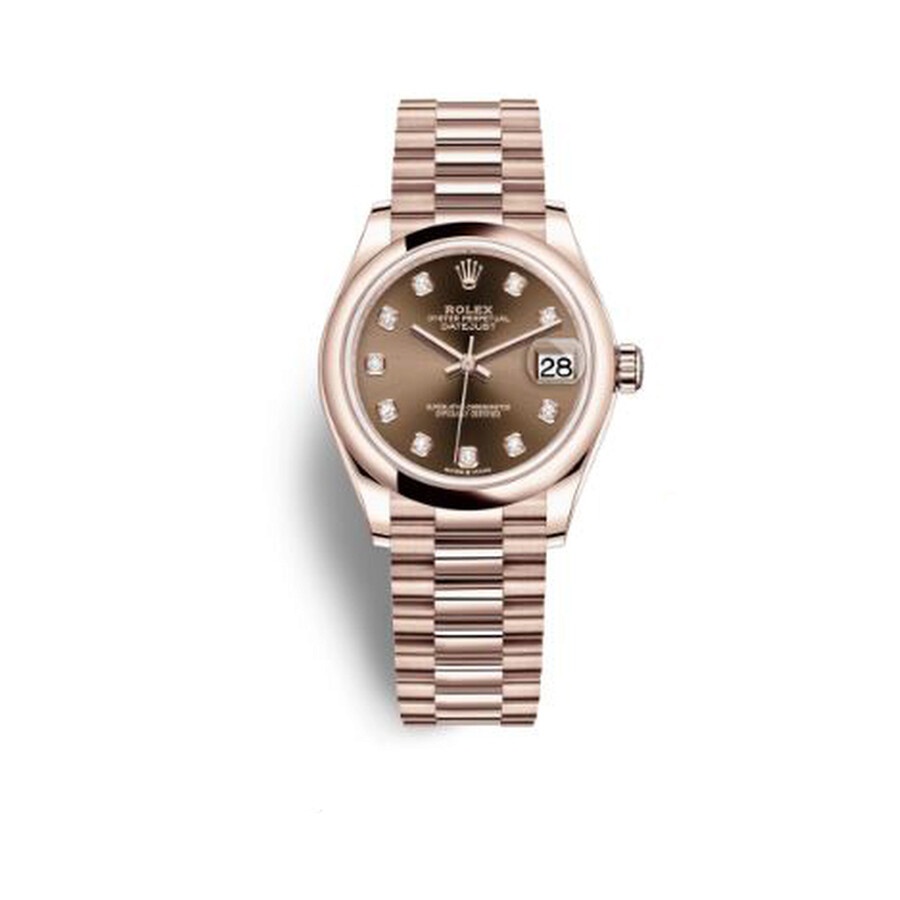 Rolex Datejust 31 Chocolate Diamond Dial Ladies 18 ct Everose Gold President Watch 278245CHDP - 1