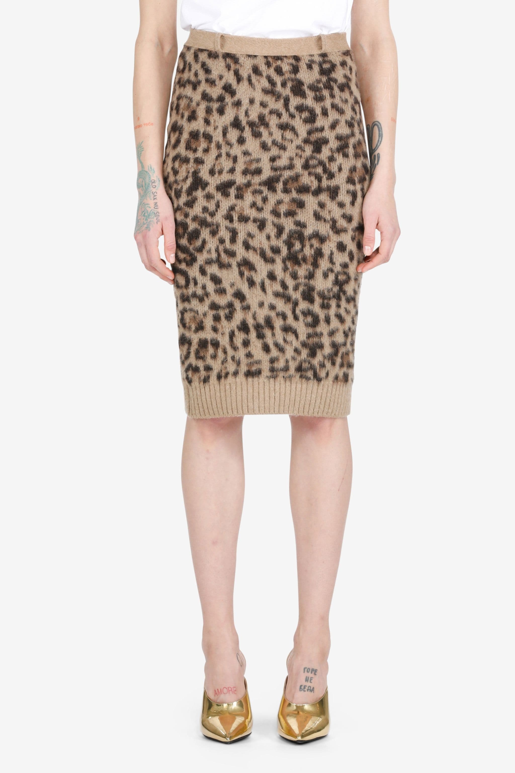 LEOPARD-JACQUARD KNITTED SKIRT - 1