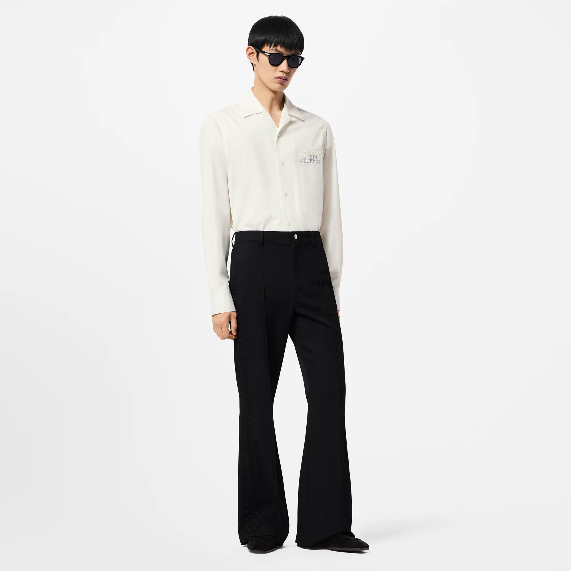 Embellished Open Collar Long-Sleeved Shirt - 4