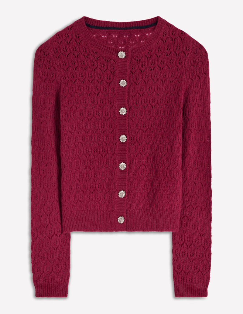 Jewel Button Cardigan-Ruby Red 7