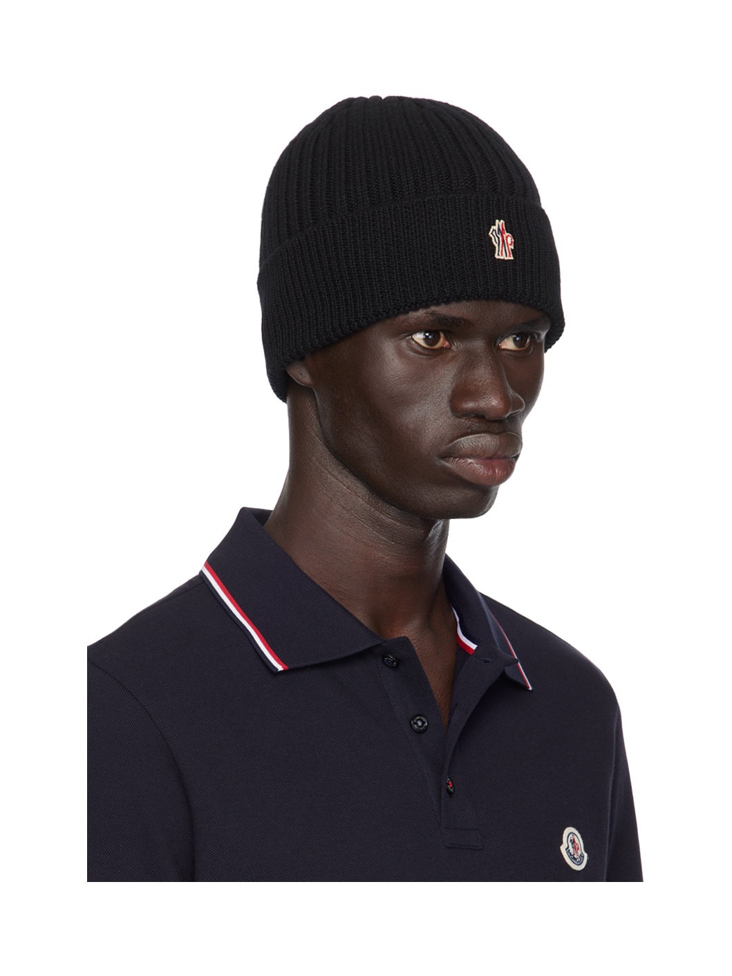 Black Ribbed Knit Wool Beanie - 2