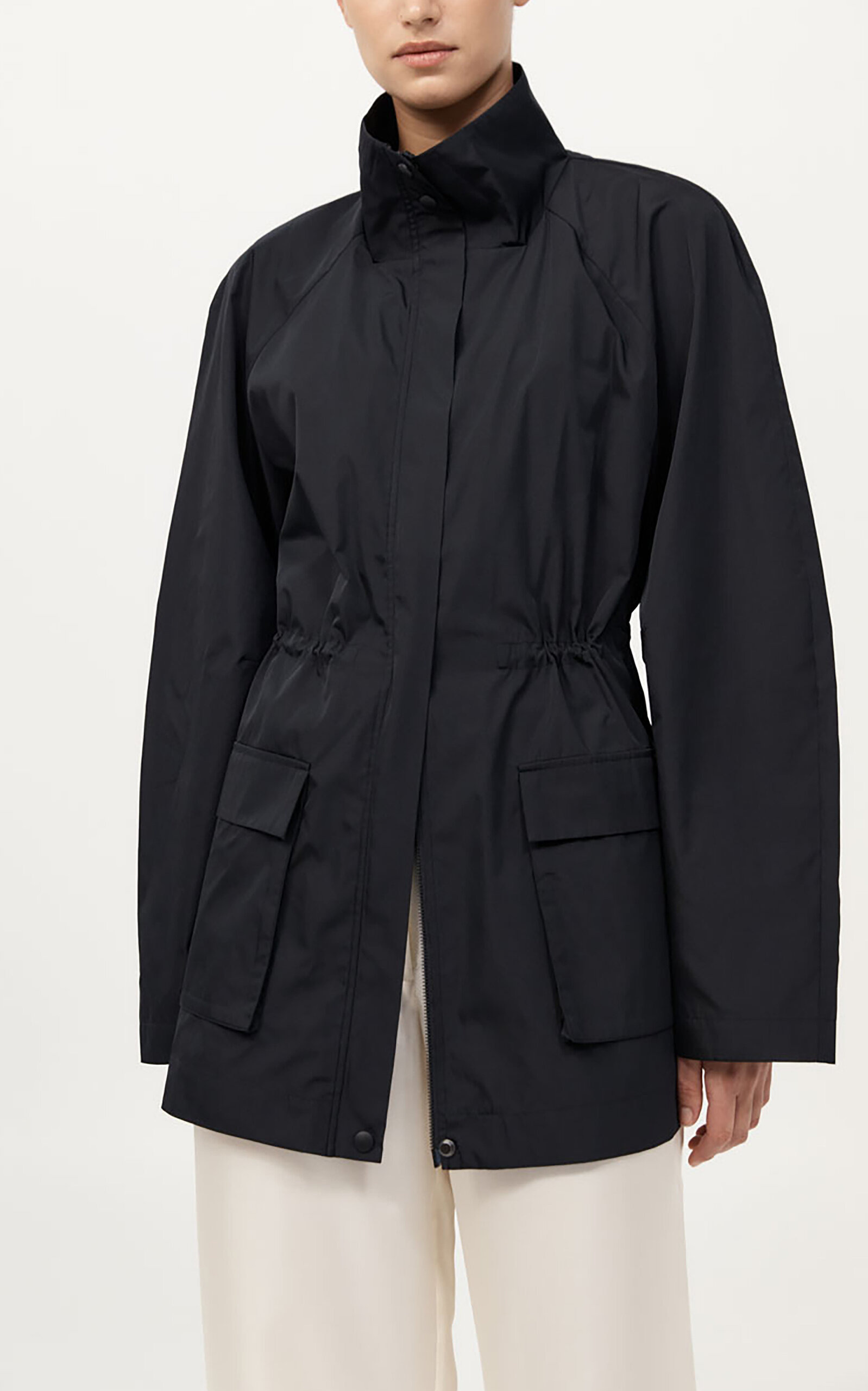 Stand Collar Paper Taffeta Parka black - 8