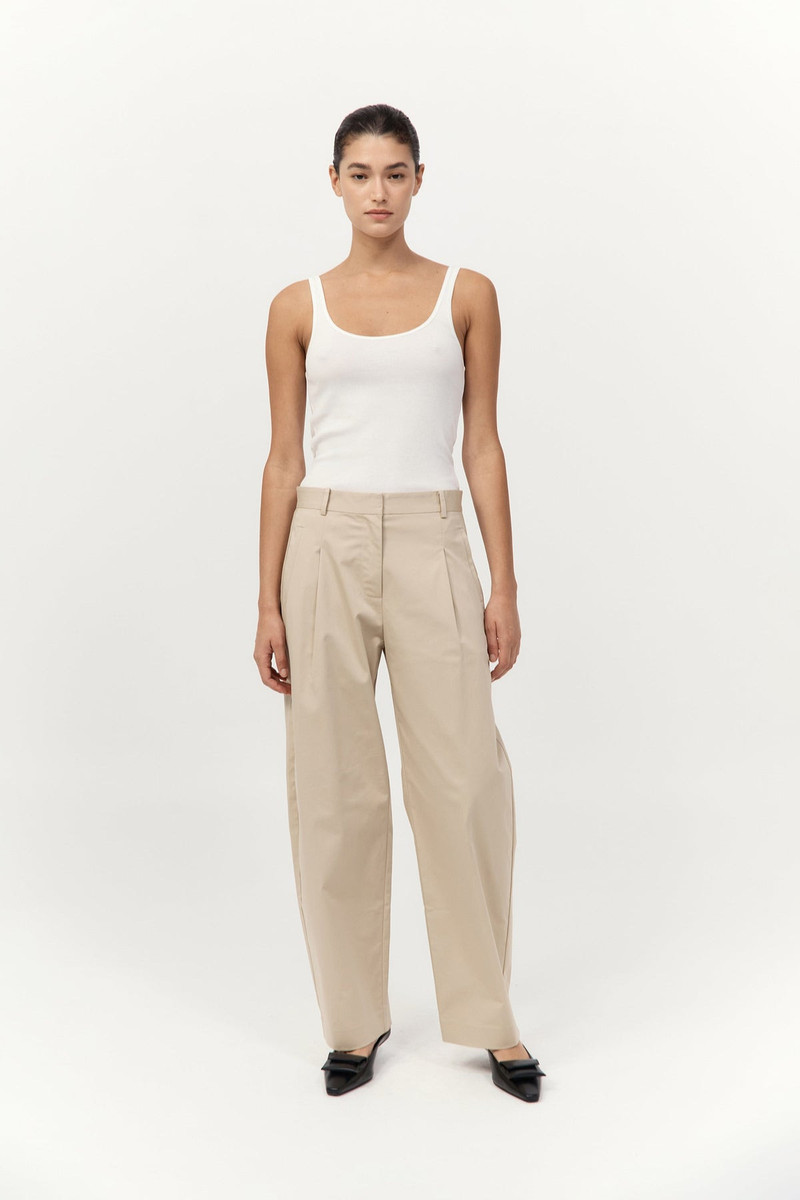 Cotton Barrel Leg Pants - Champagne 2