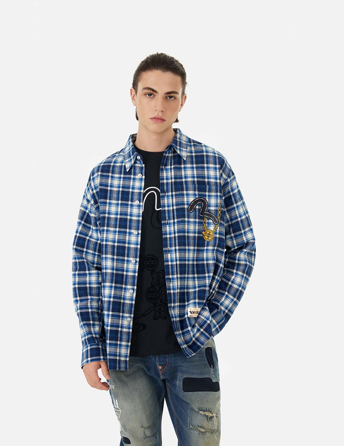 MULTI-LOGO DAICOCK PRINT RELAX FIT CHECK SHIRT - 8