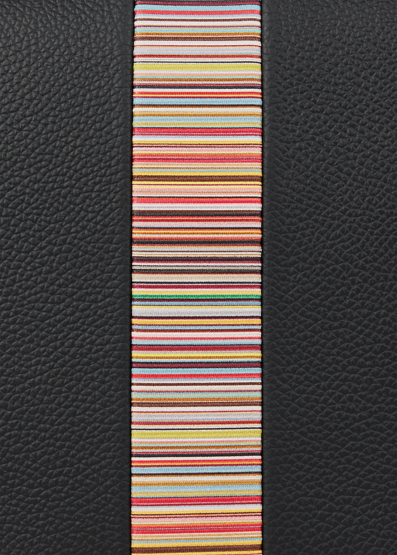 Black Leather 'Signature Stripe' Trim Messenger Bag 3