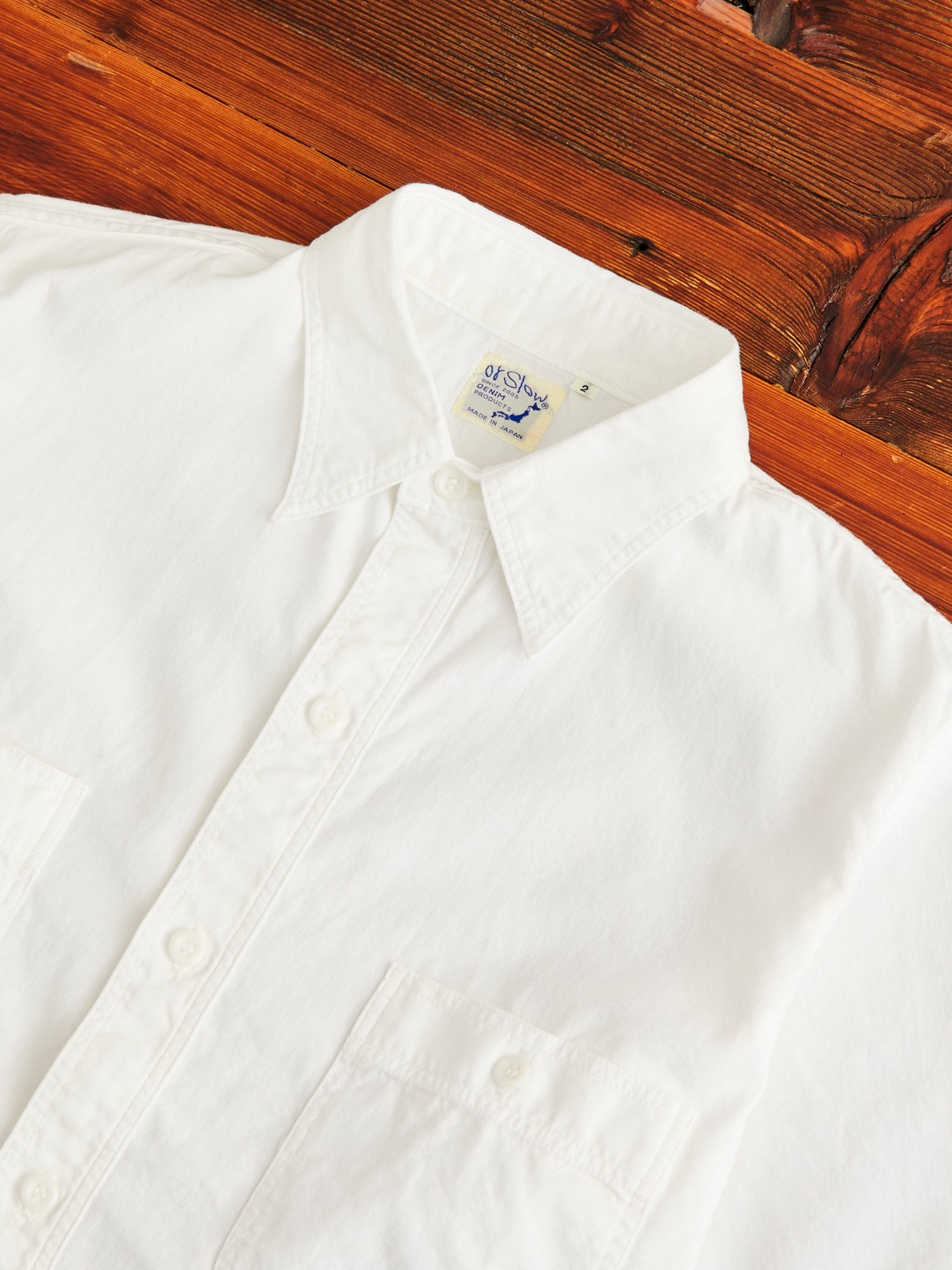 Short Sleeve Work Shirt in White Chambray - 3