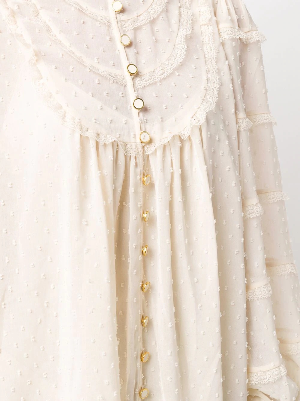 lace-embellished dotted blouse - 5