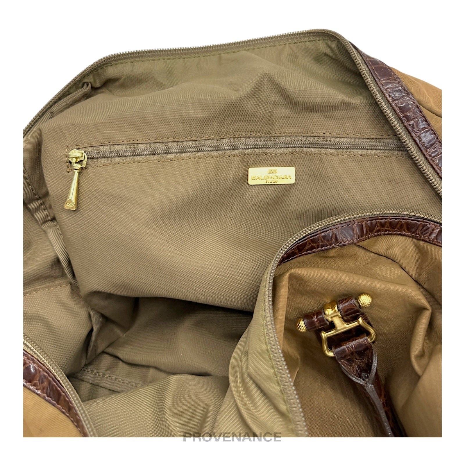 Balenciaga BB Logo Tote Bag - Tan Brown Croc - 14