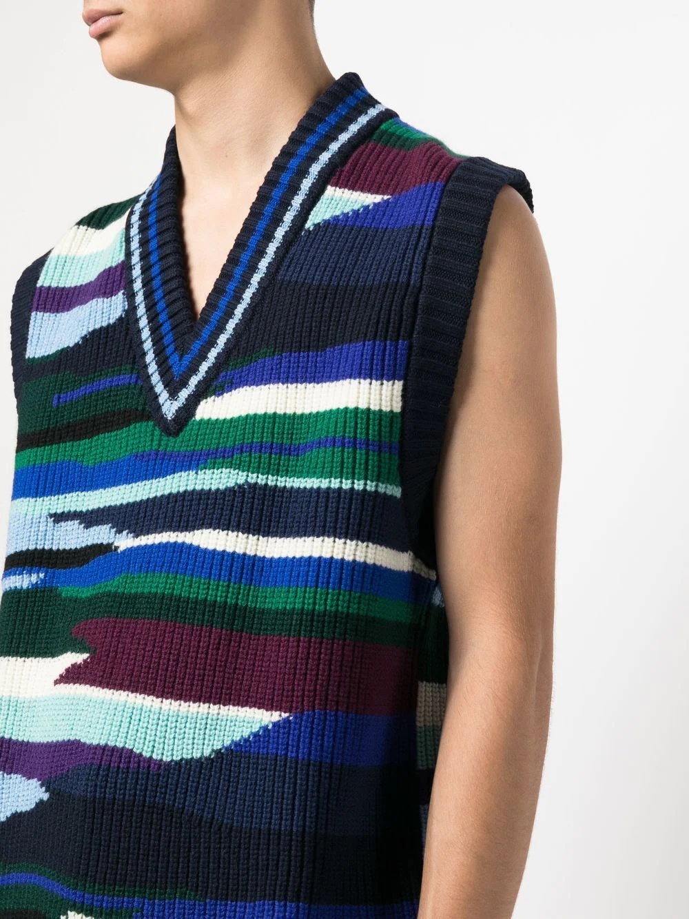 abstract-pattern knitted vest - 5