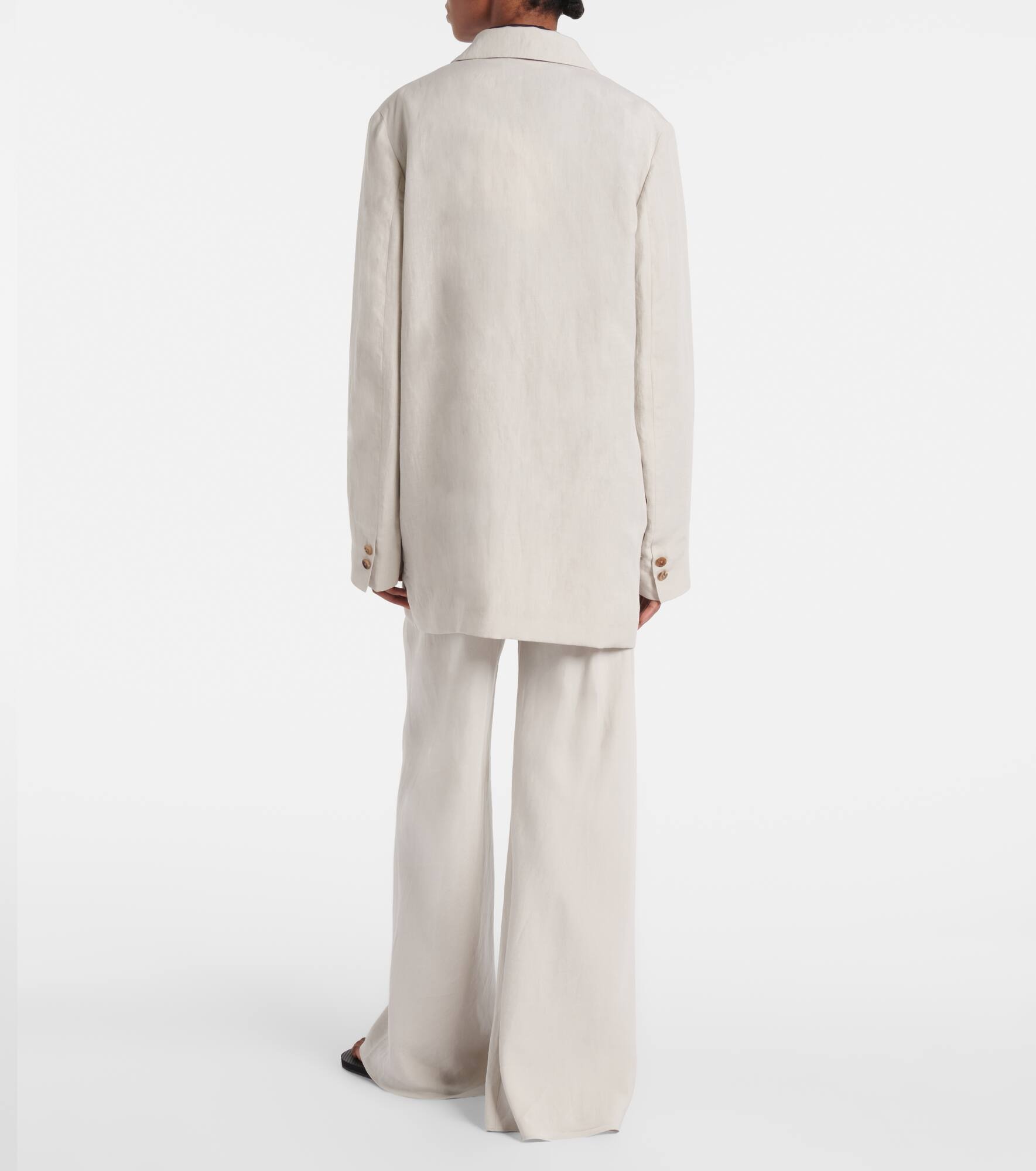 Nat double-breasted silk and linen blazer - 3