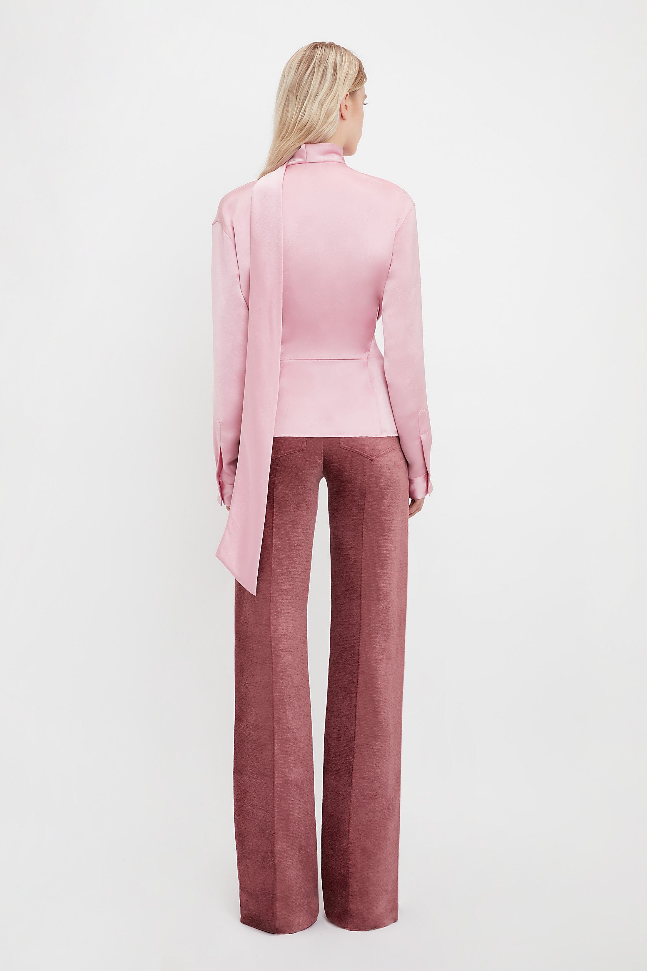 Scarf Neck Blouse In Rose - 9