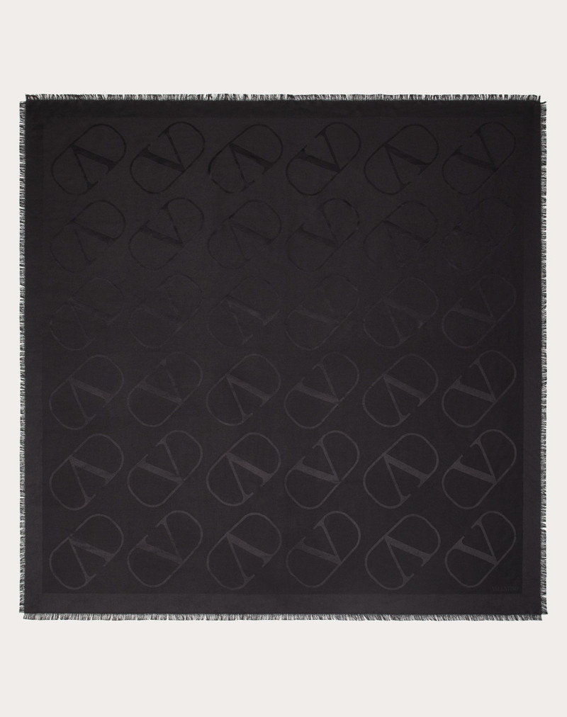 VLOGO SIGNATURE JACQUARD SHAWL IN SILK AND WOOL 140X140 CM 1