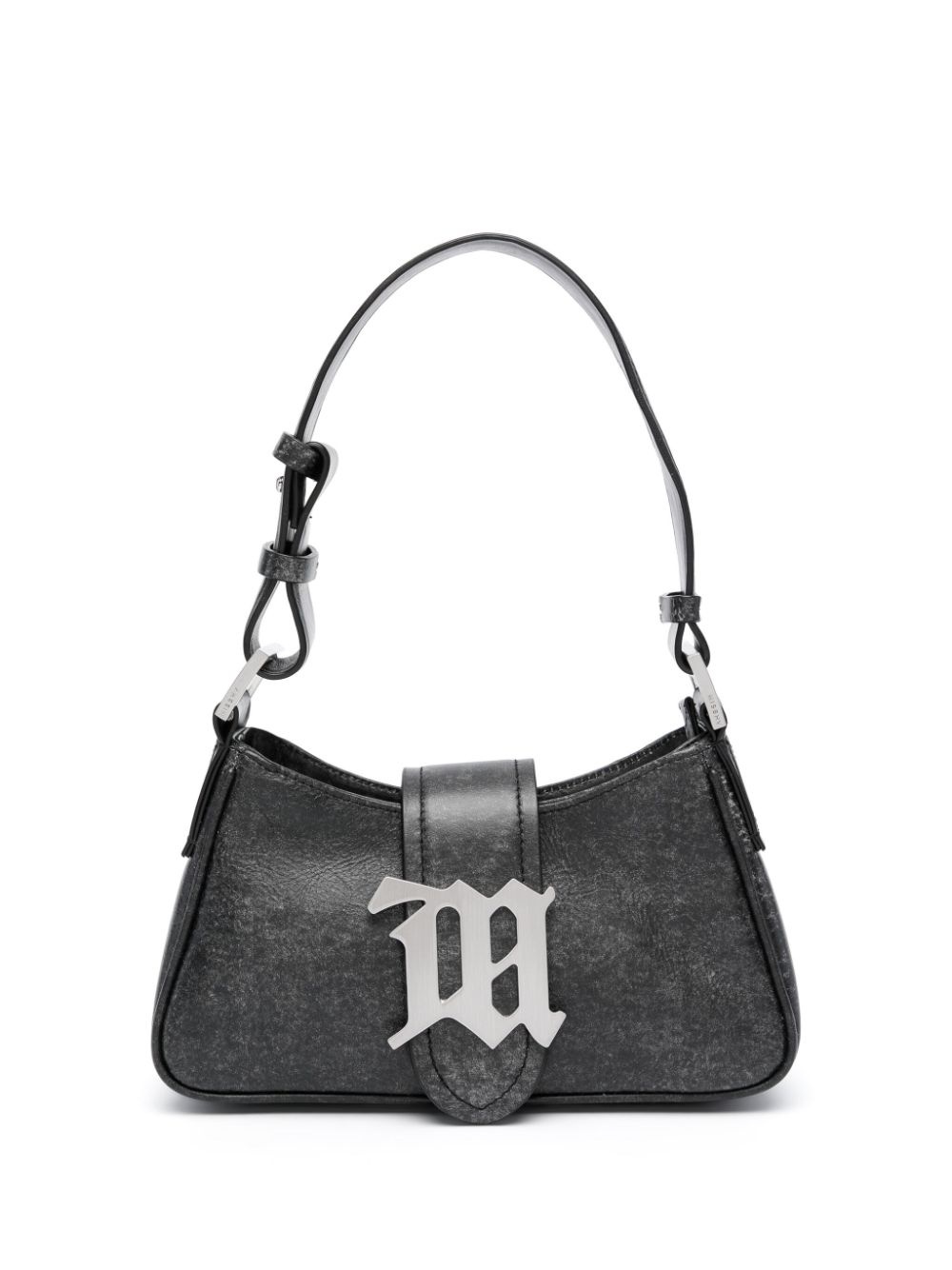 small logo-plaque leather shoulder bag - 1