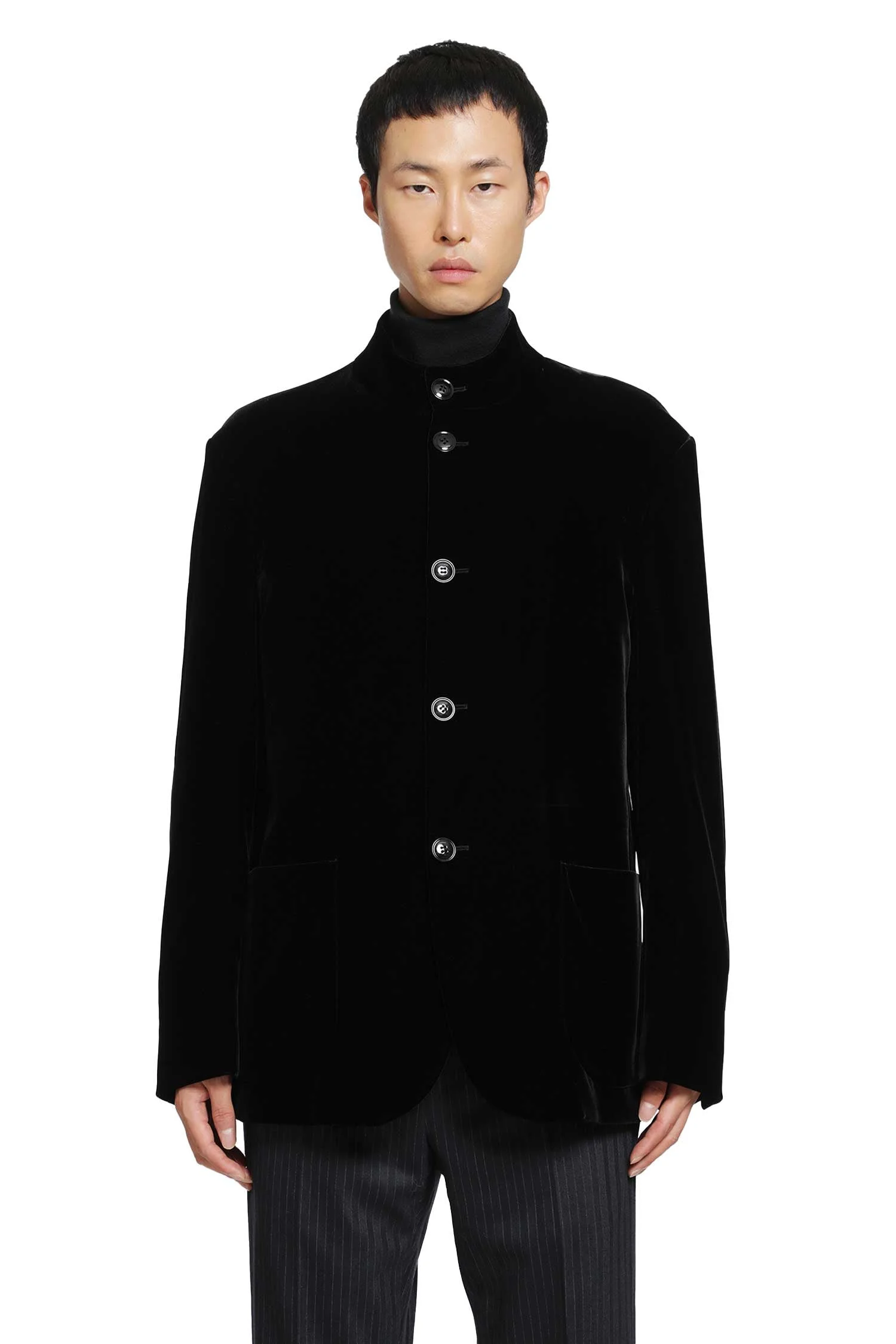 Stretch Viscose Cupro Velvet Blazer - 1