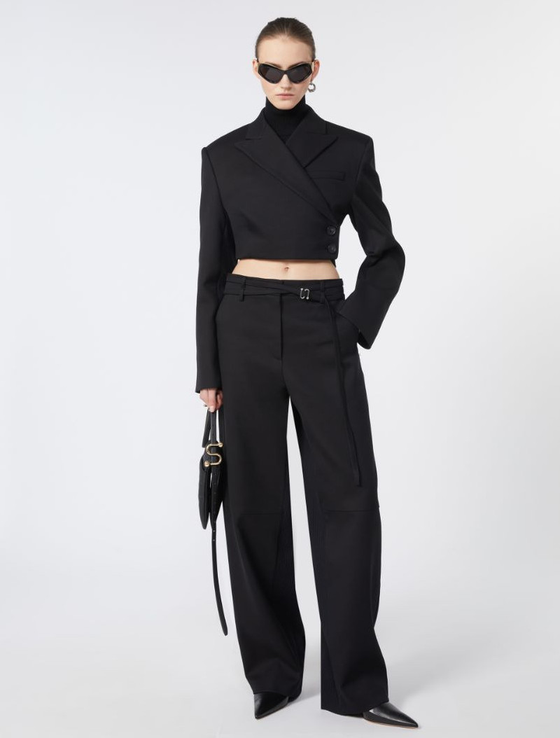 Sportmax Straight trousers with knitted detail outlook