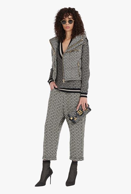 Ivory and black nylon quilted vest with Balmain monogram - 2