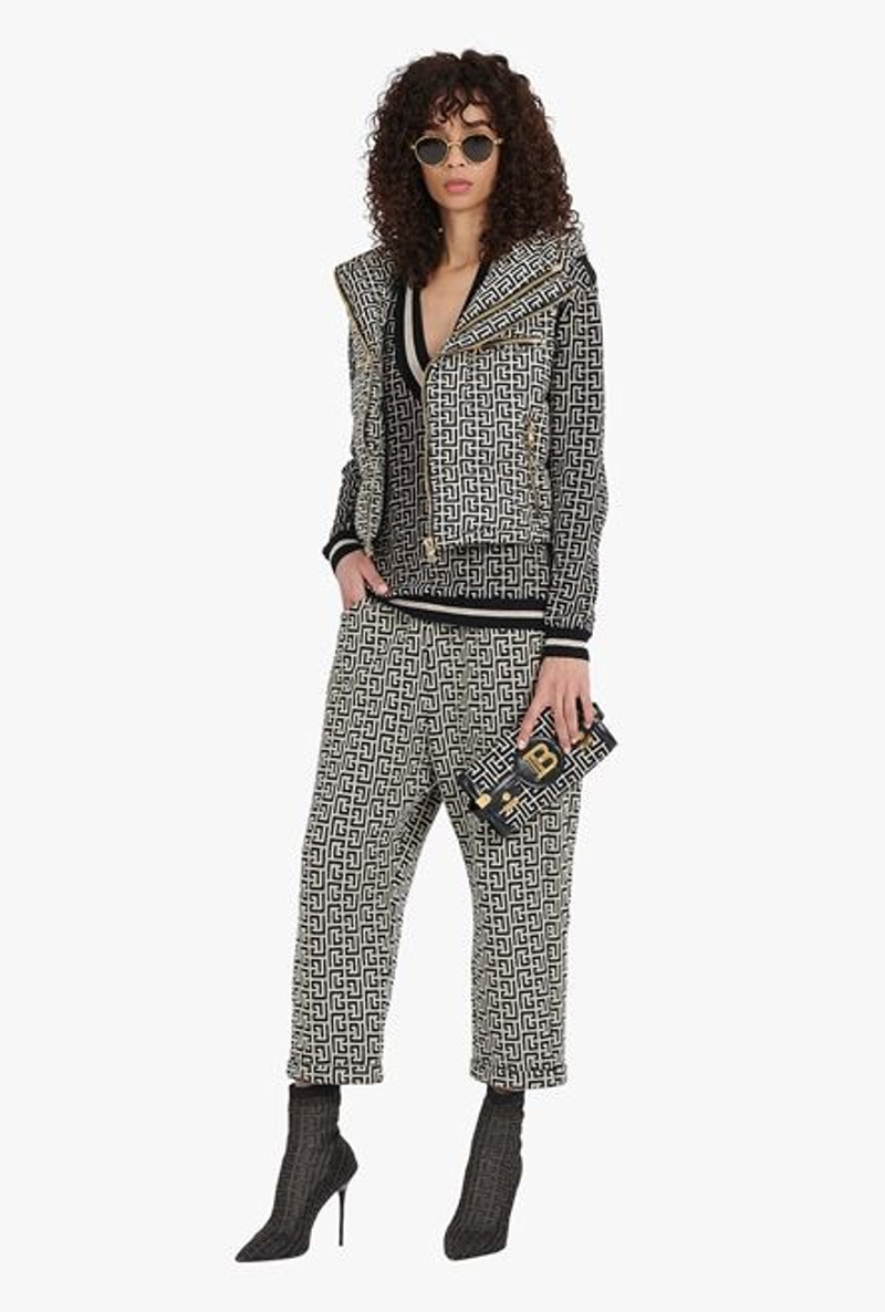 Balmain Ivory and black nylon quilted vest with Balmain monogram outlook