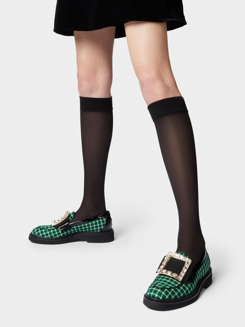 Roger Vivier Viv' Rangers Strass Buckle Loafers in Fabric outlook