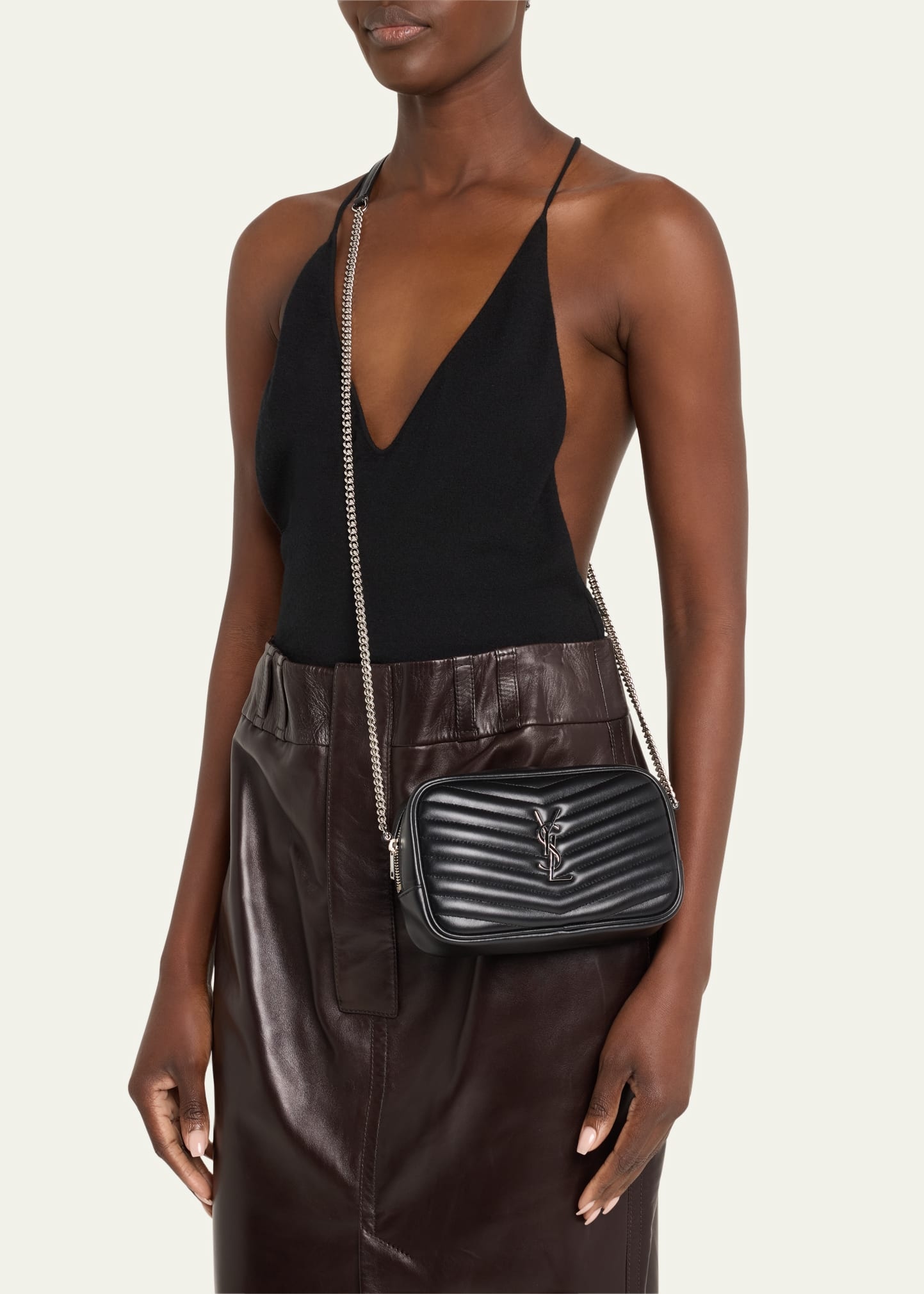 Lou Mini YSL Camera Bag in Smooth Quilted Leather - 2
