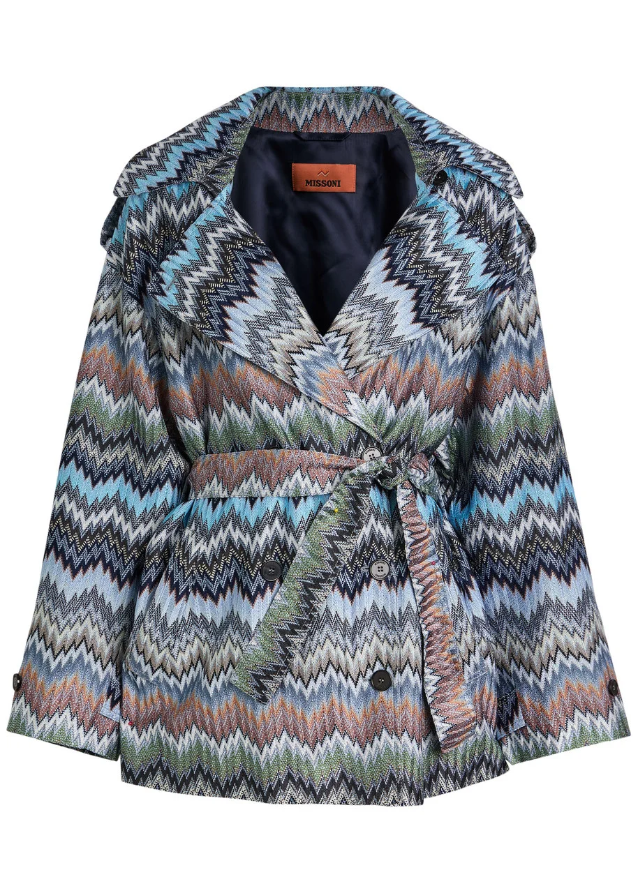 Missoni Zigzag Belted Fine-knit Trench Jacket - 1