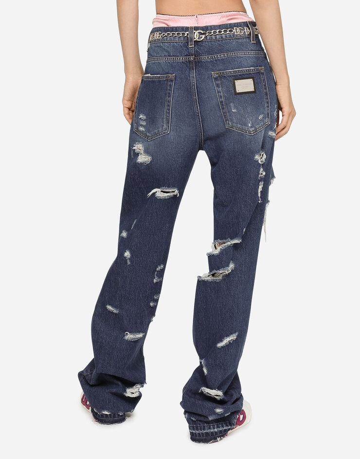 Denim jeans with rips - 4