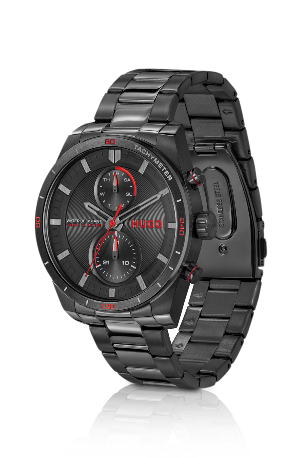 BLACK-TONE WATCH WITH MATCHING THREE-LINK BRACELET - 2