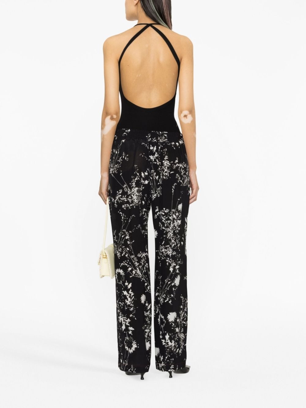 floral-print silk trousers - 3