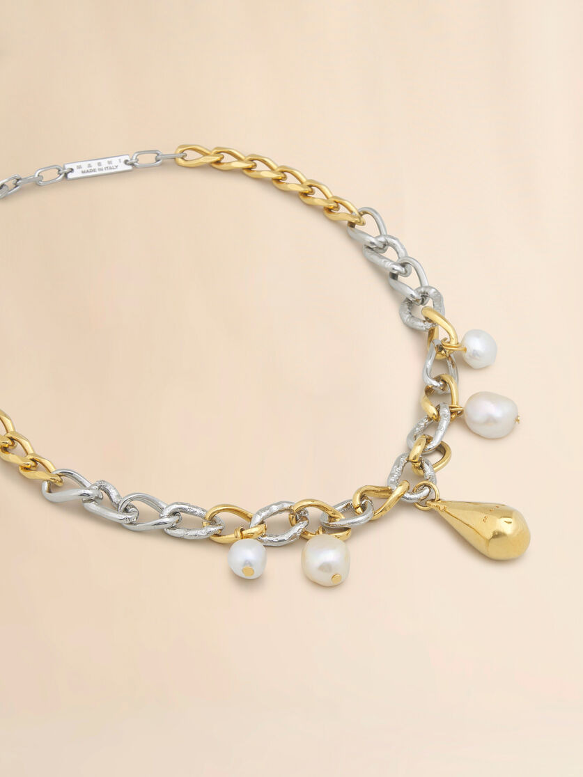 MIXED CHAIN NECKLACE WITH PEARLS - 3