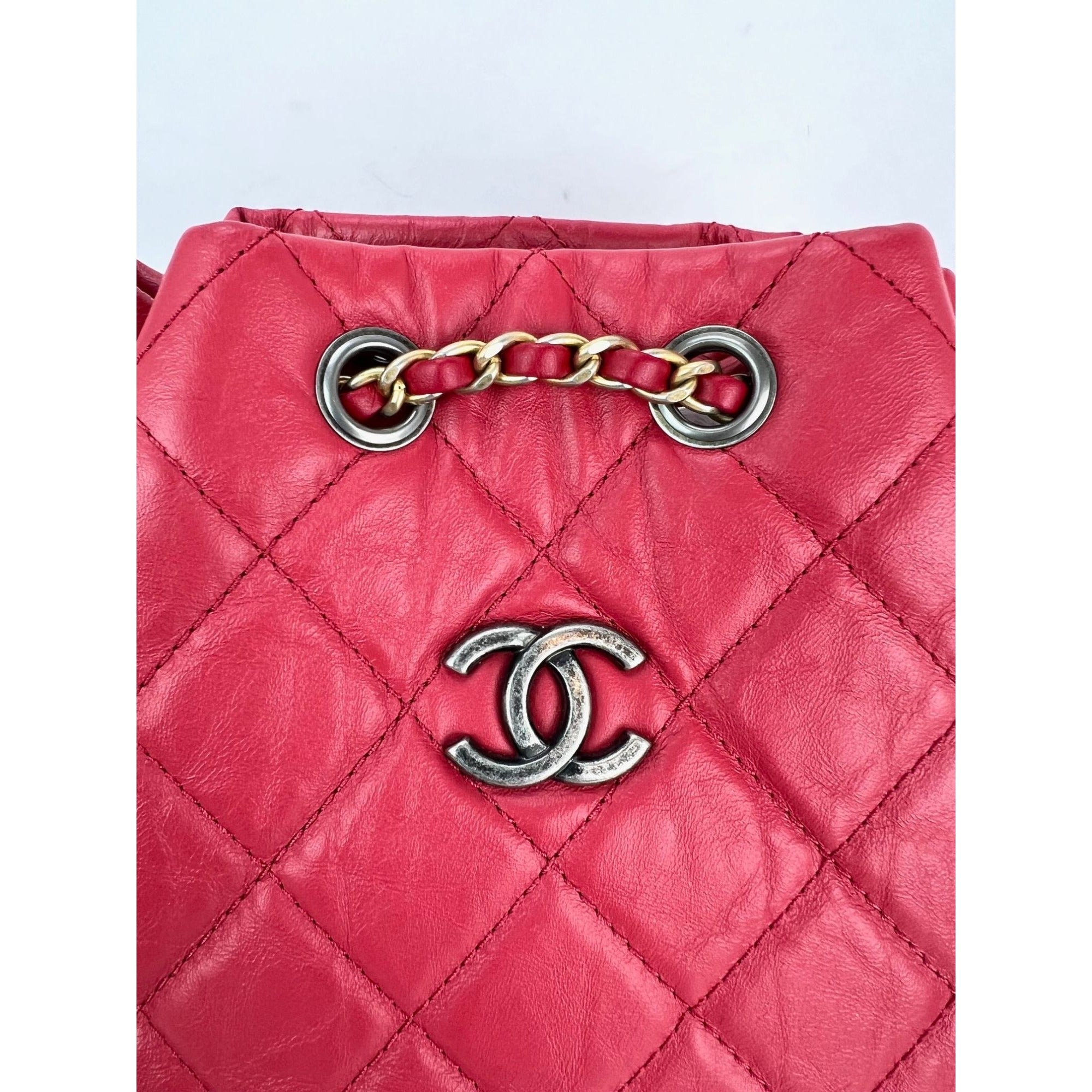 Chanel Aged Calfskin Quilted Small Gabrielle Red Backpack - 10