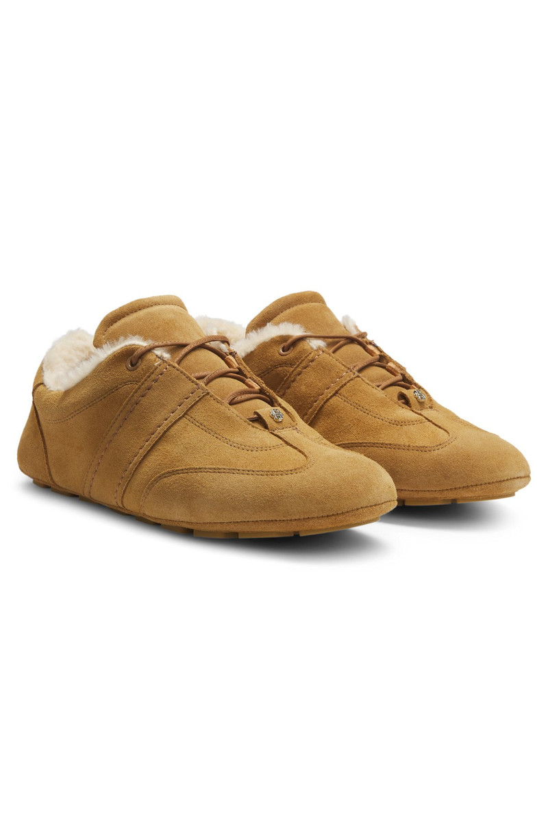 BOSS X STEIFF FUR-TRIM TRAINERS IN SUEDE 2