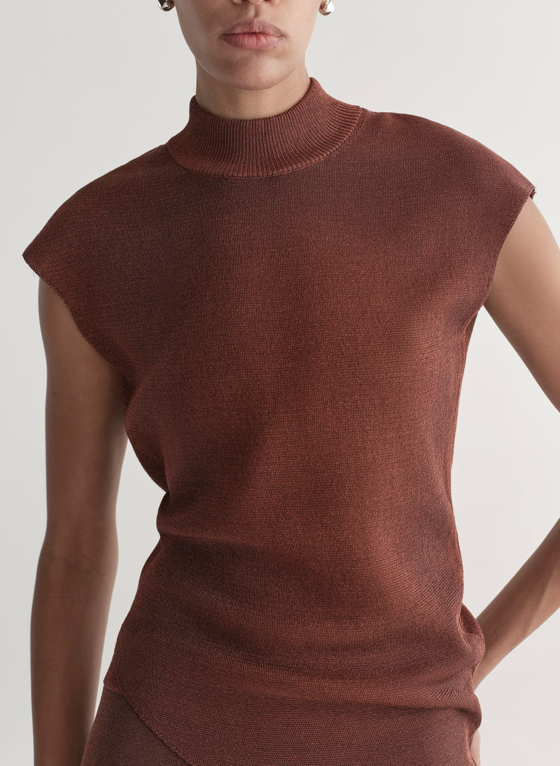 Edith Metallic Knit Asymmetric Top 3