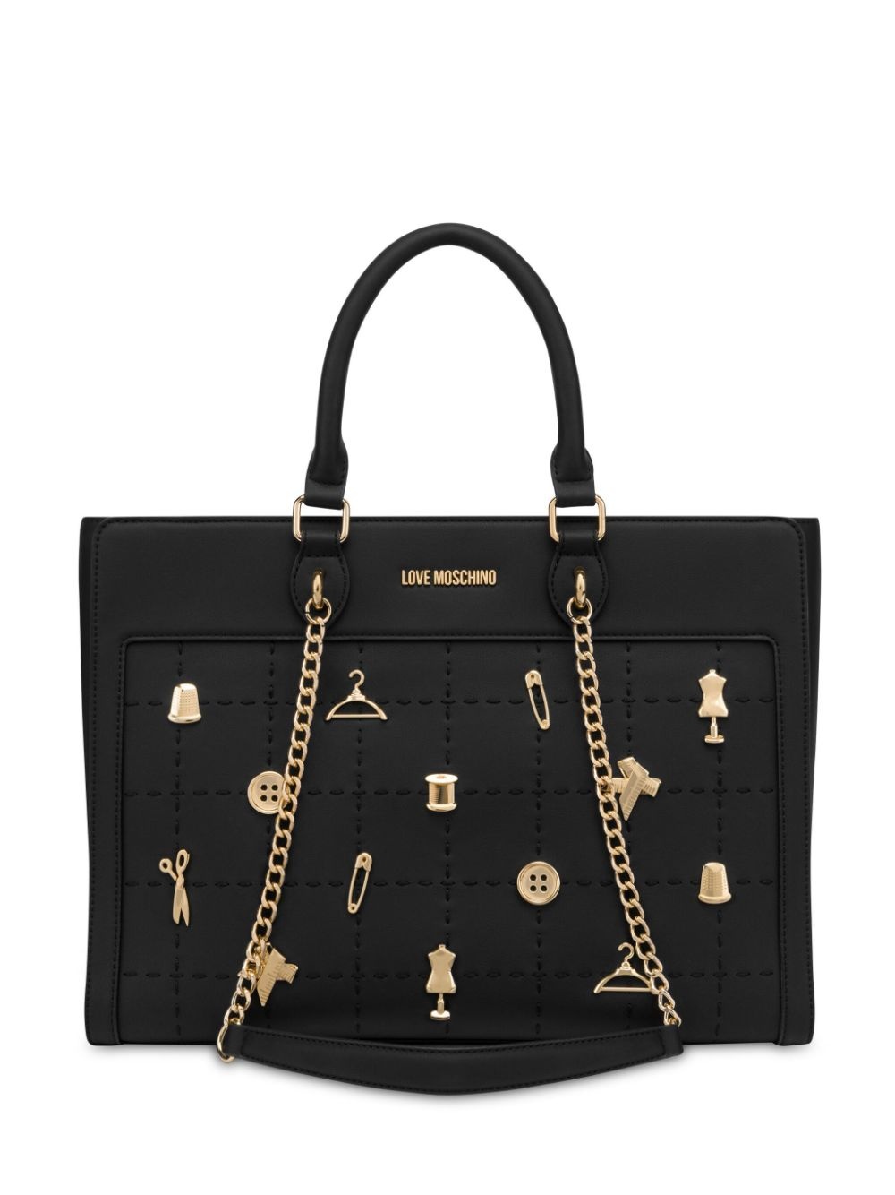 logo-lettering chain-detail tote bag - 1