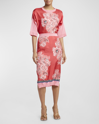 Etro Bandana Print Silk Knit Combo Skirt outlook