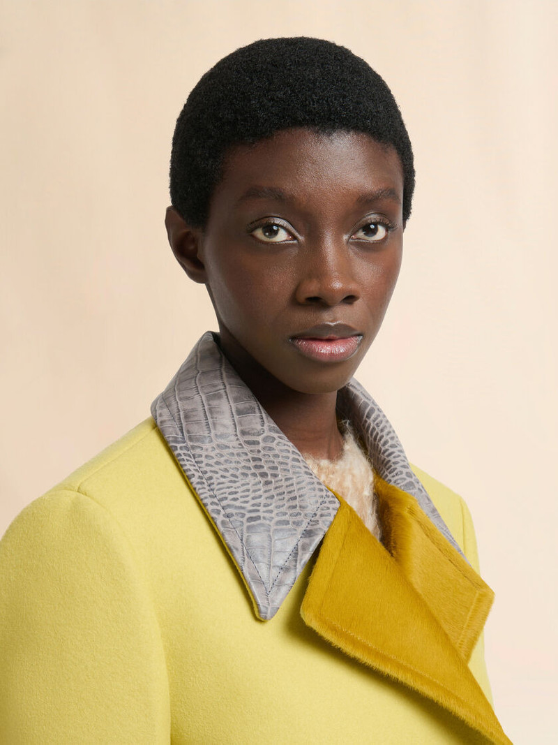 YELLOW WOOL FELT JACKET WITH LEATHER DETAILS 4
