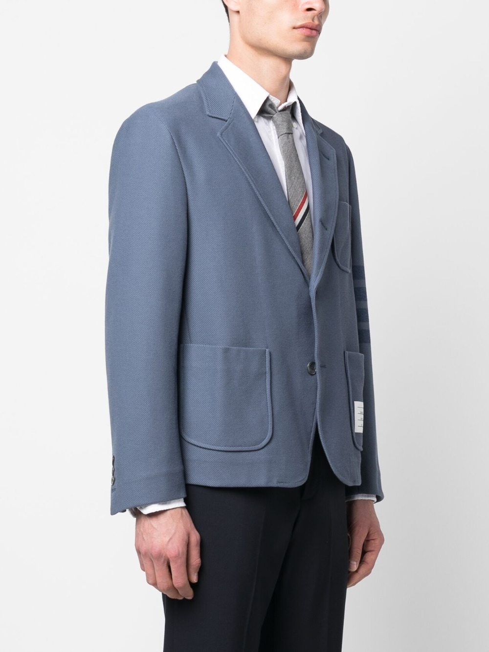 striped-sleeve cotton blazer - 3
