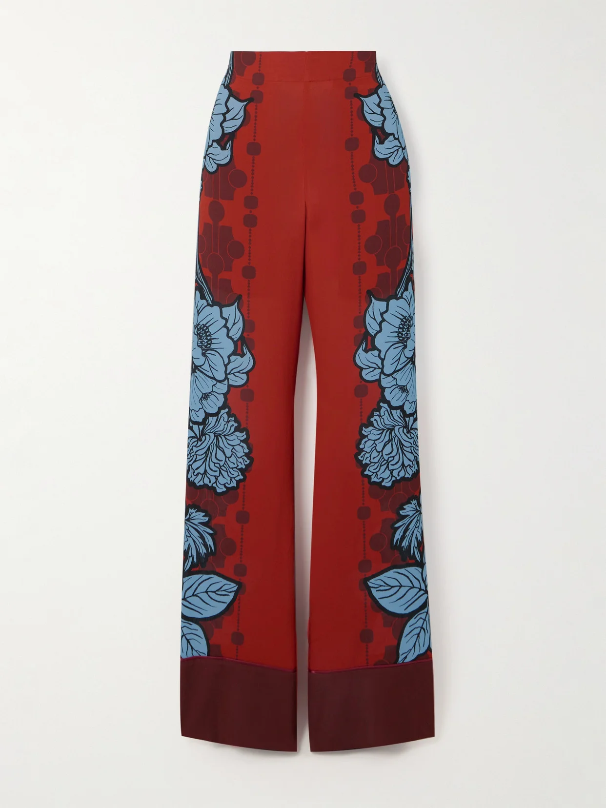 Havana Floral-print Satin-trimmed Crepe De Chine Pants - 1